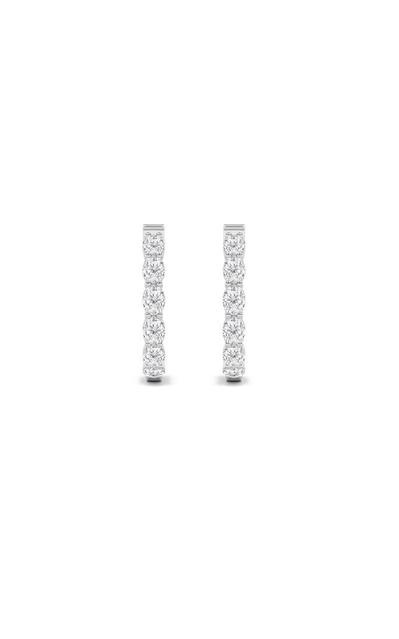 4CTW Oval Shaped Lab Grown Diamond (F/VS) Earring in 14K White Gold