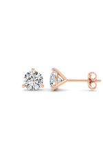 Load image into Gallery viewer, 3CTW Round Shaped Lab Grown Diamond (G/VS) Three Prong Martini Stud Earrings in 14K White Gold
