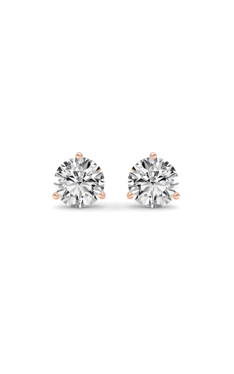 3.5CTW Round Shaped Lab Grown Diamond (G/VS) Three Prong Martini Stud Earrings in 14K White Gold