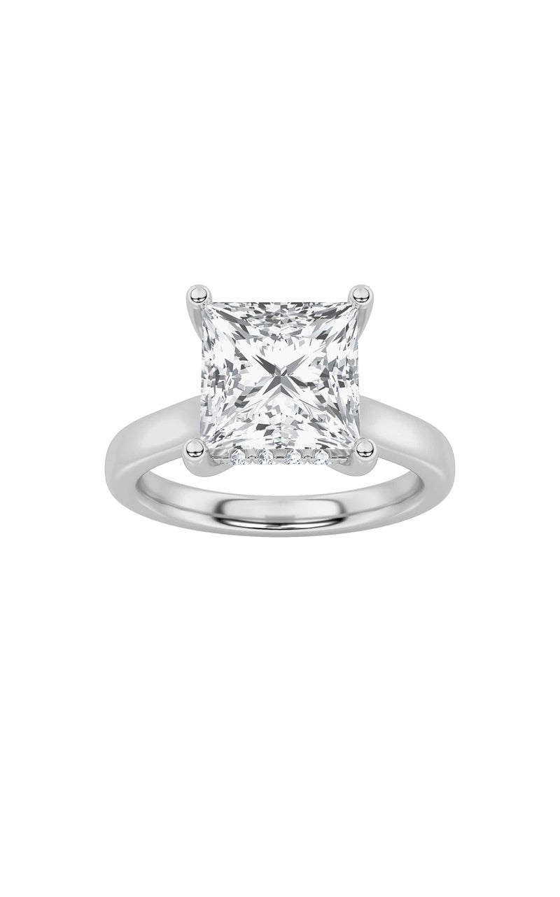 2CTW Princess Shaped Lab Grown Diamond (F/VS) Ring in 14K White Gold