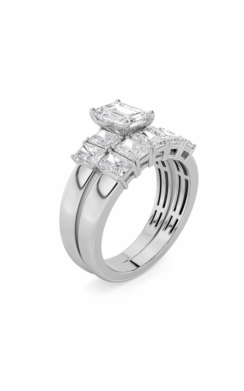 2.5CTW Radiant Shaped Lab Grown Diamond (G/VS) Bridal Set with Matching Band and  Ring in 14K Gold