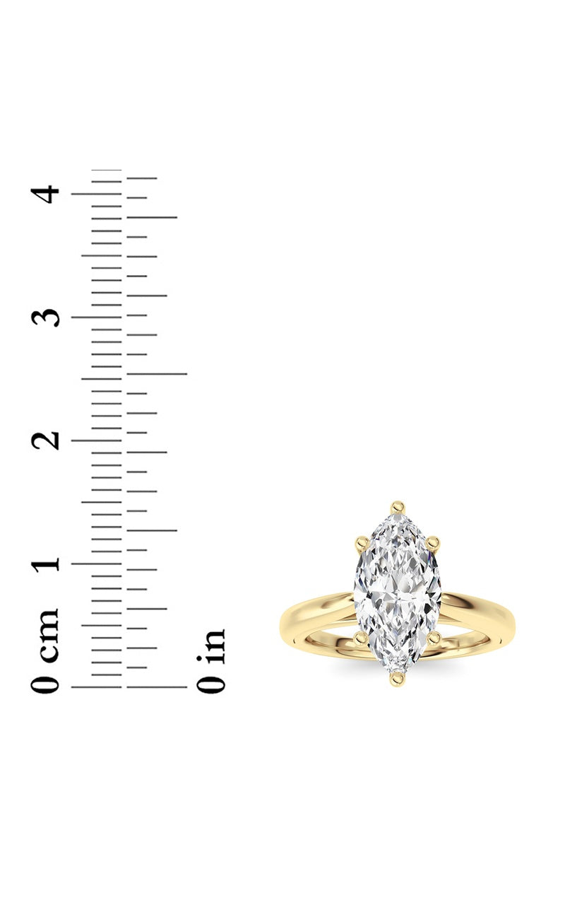 2CTW Marquise Shaped Lab Grown Diamond (F/VS) Ring in 14K White Gold