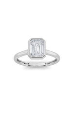 Load image into Gallery viewer, 1CTW Emerald Shaped Lab Grown Diamond (F/VS) Ring in 14K White Gold
