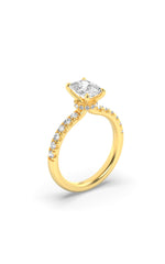 Load image into Gallery viewer, 2CTW Elongated Cushion Shaped Lab Grown Diamond (F/VS) Hidden Halo Accented Ring in 14K Gold
