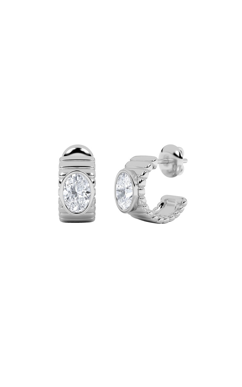 2CTW Oval Shaped Lab Grown Diamond (F/VS) Fashion Earrings in 14K Gold