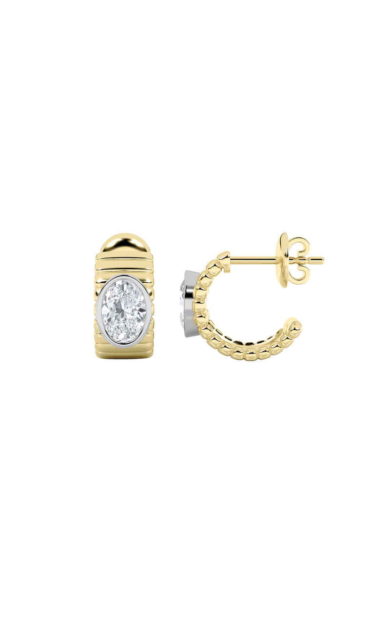 2CTW Oval Shaped Lab Grown Diamond (F/VS) Fashion Earrings in 14K Gold