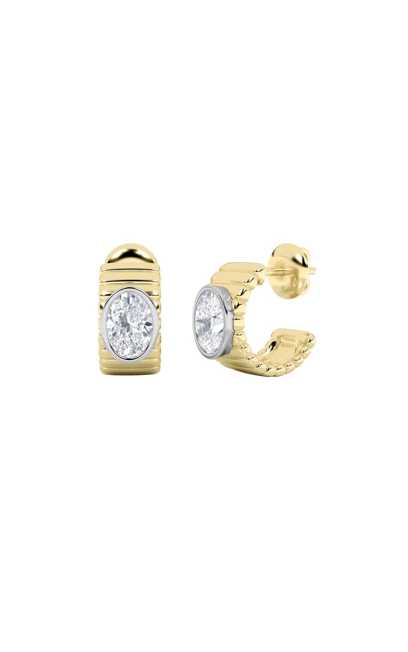 2CTW Oval Shaped Lab Grown Diamond (F/VS) Fashion Earrings in 14K Gold
