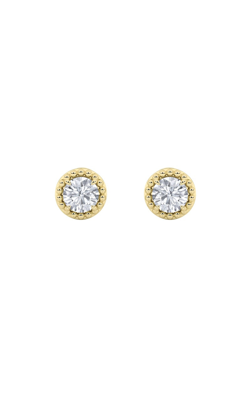 2CTW Round Shaped Lab Grown Diamond (F/VS) Stud Earrings in 14K Gold