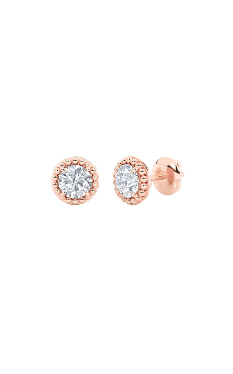 2CTW Round Shaped Lab Grown Diamond (F/VS) Stud Earrings in 14K Gold
