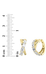 Load image into Gallery viewer, 3CTW Emerald Shaped Lab Grown Diamond (F/VS) Huggie Earrings in 14K Gold

