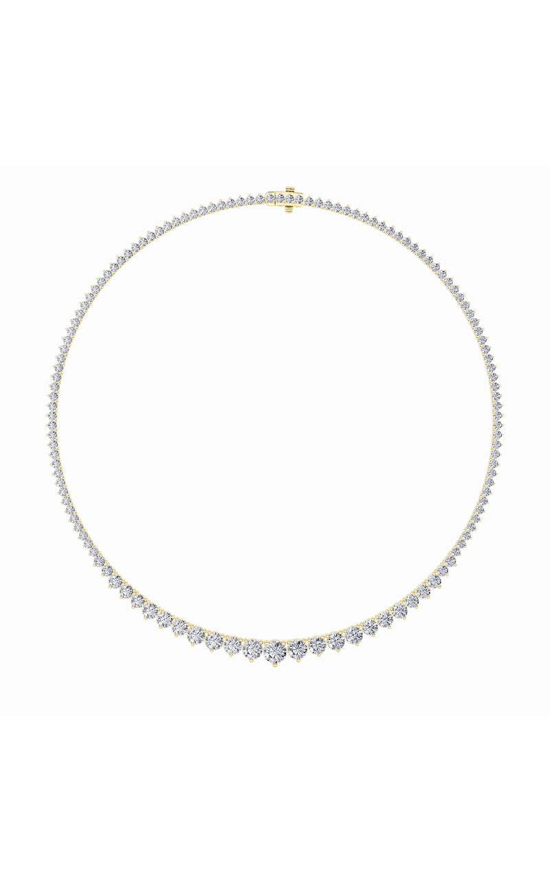 20CTW Round Shaped Lab Grown Diamond (F/VS) Three Prong Graduating Necklace in 14K Gold
