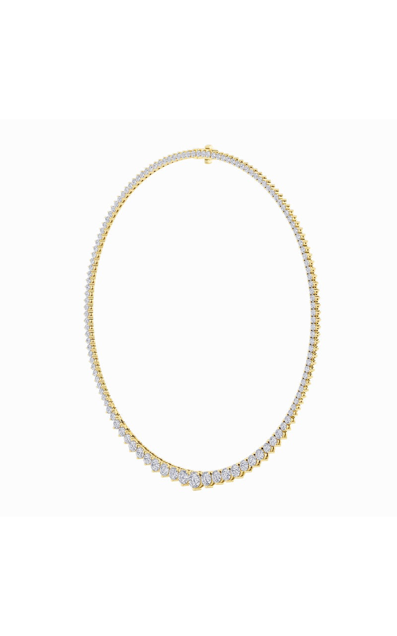 20CTW Round Shaped Lab Grown Diamond (F/VS) Three Prong Graduating Necklace in 14K Gold