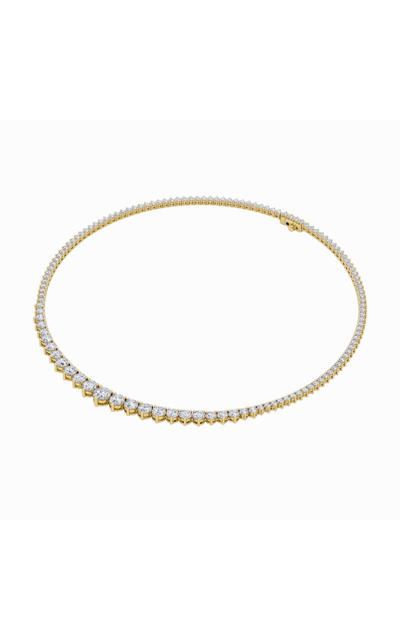 20CTW Round Shaped Lab Grown Diamond (F/VS) Three Prong Graduating Necklace in 14K Gold