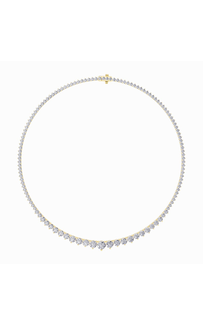 20CTW Round Shaped Lab Grown Diamond (F/VS) Three Prong Graduating Necklace in 14K Gold