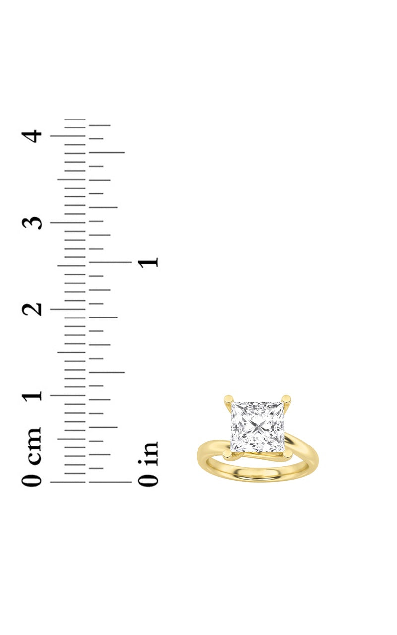 3CTW Princess Shaped Lab Grown Diamond (F/VS) Bypass Shank Engagement Ring in 14K Gold