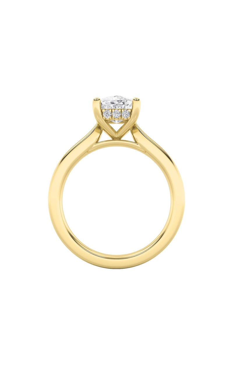 2CTW Elongated Cushion Shaped Lab Grown Diamond (F/VS) Classic Cathedral Shank Engagement Ring in 14K Gold