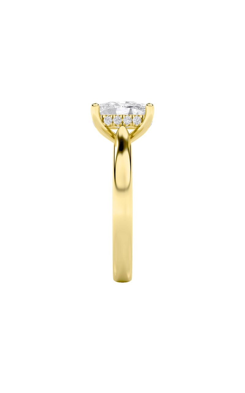 2CTW Elongated Cushion Shaped Lab Grown Diamond (F/VS) Classic Cathedral Shank Engagement Ring in 14K Gold