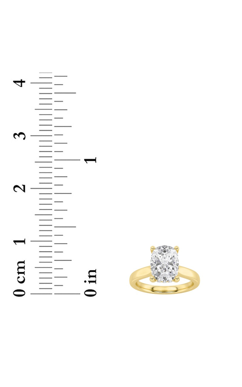 2CTW Elongated Cushion Shaped Lab Grown Diamond (F/VS) Classic Cathedral Shank Engagement Ring in 14K Gold