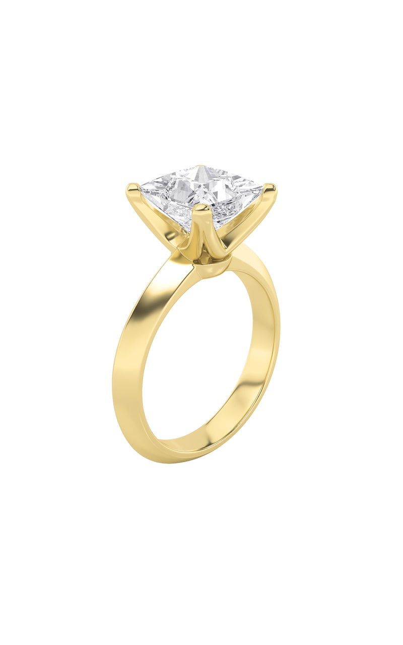 2CTW Princess Shaped Lab Grown Diamond (F/VS) Knife Edge Shank Solitaire Engagement Ring in 14K Gold