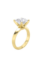 Load image into Gallery viewer, 3CTW Princess Shaped Lab Grown Diamond (F/VS) Knife Edge Shank Solitaire Engagement Ring in 14K Gold
