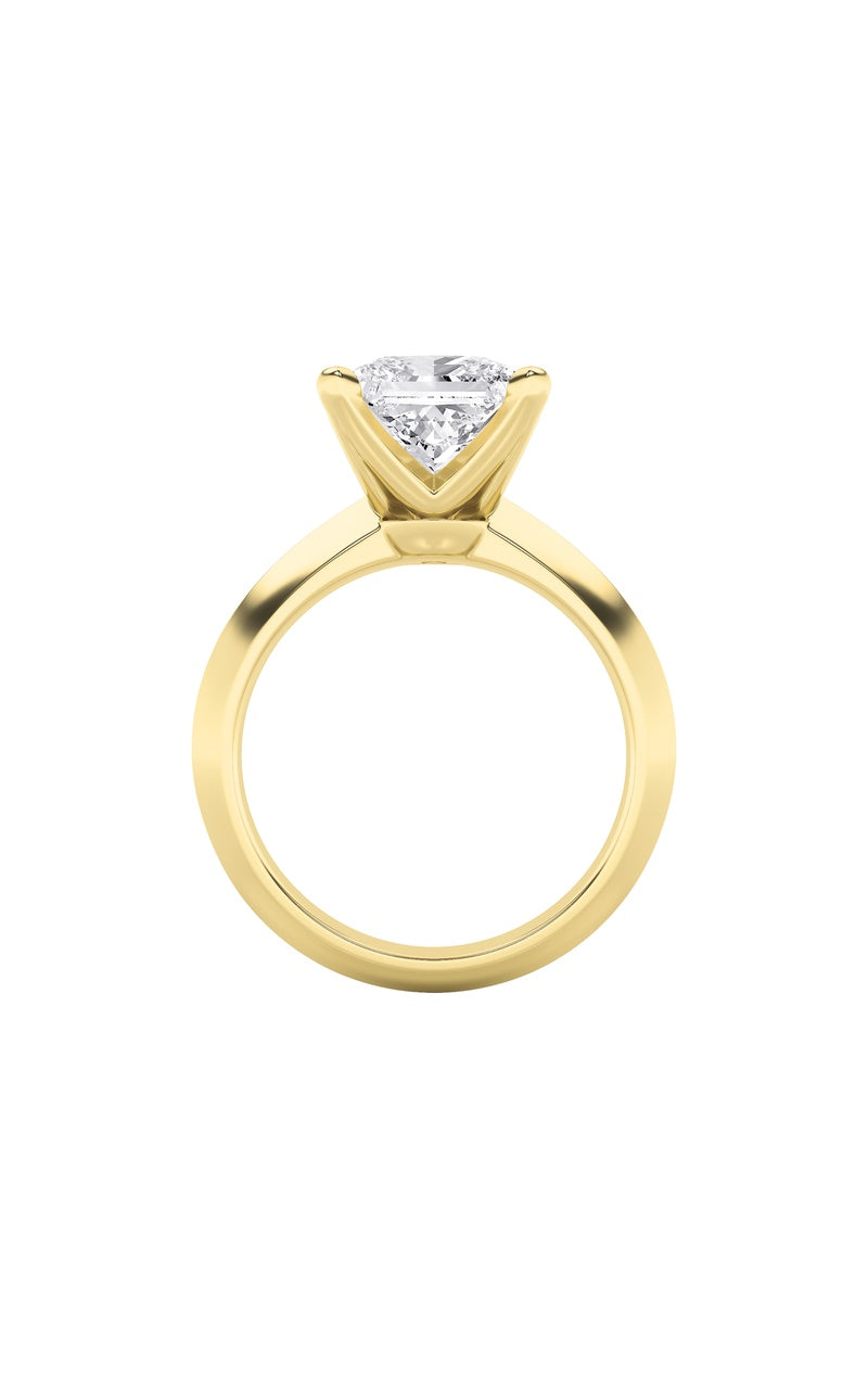 3CTW Princess Shaped Lab Grown Diamond (F/VS) Knife Edge Shank Solitaire Engagement Ring in 14K Gold