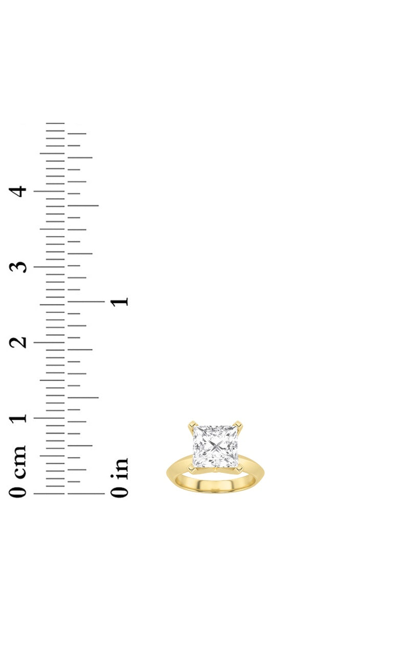 3CTW Princess Shaped Lab Grown Diamond (F/VS) Knife Edge Shank Solitaire Engagement Ring in 14K Gold