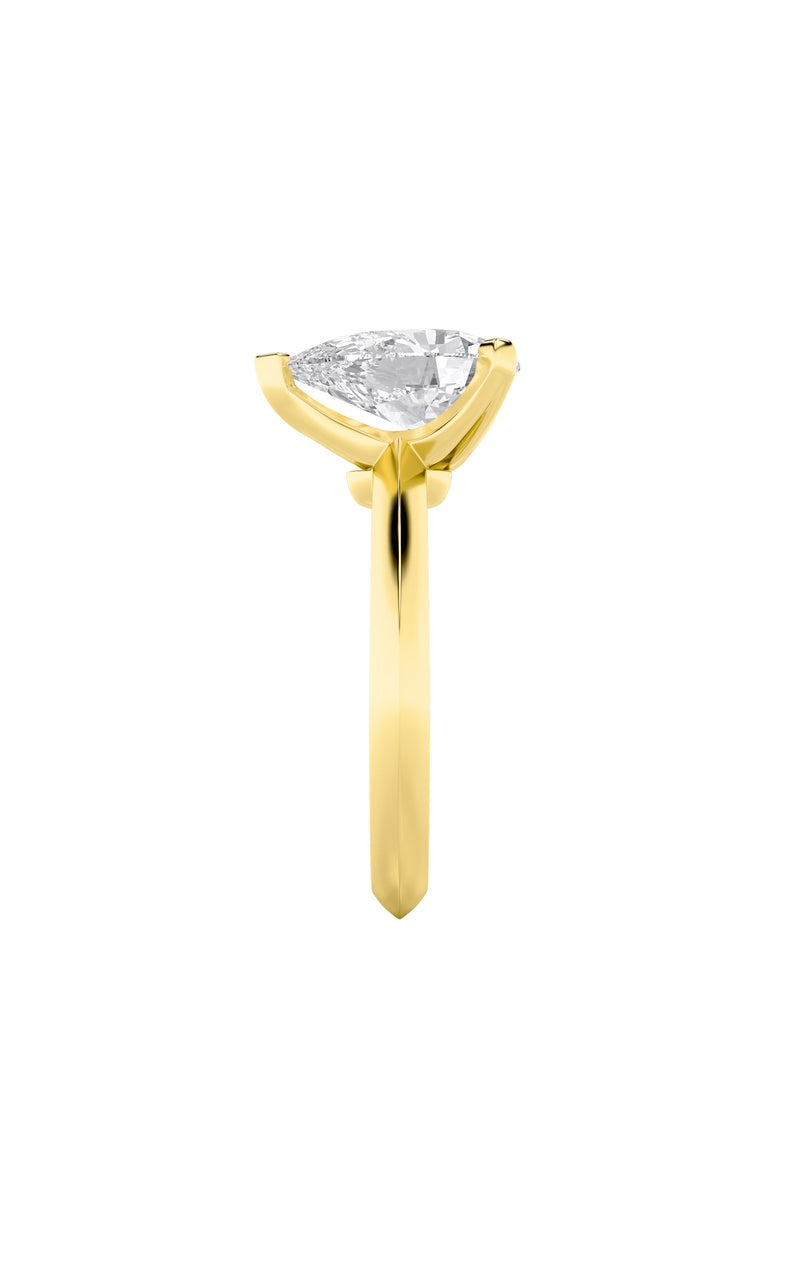 1CTW Pear Shaped Lab Grown Diamond (F/VS) Knife Edge Shank Solitaire Engagement Ring in 14K Gold