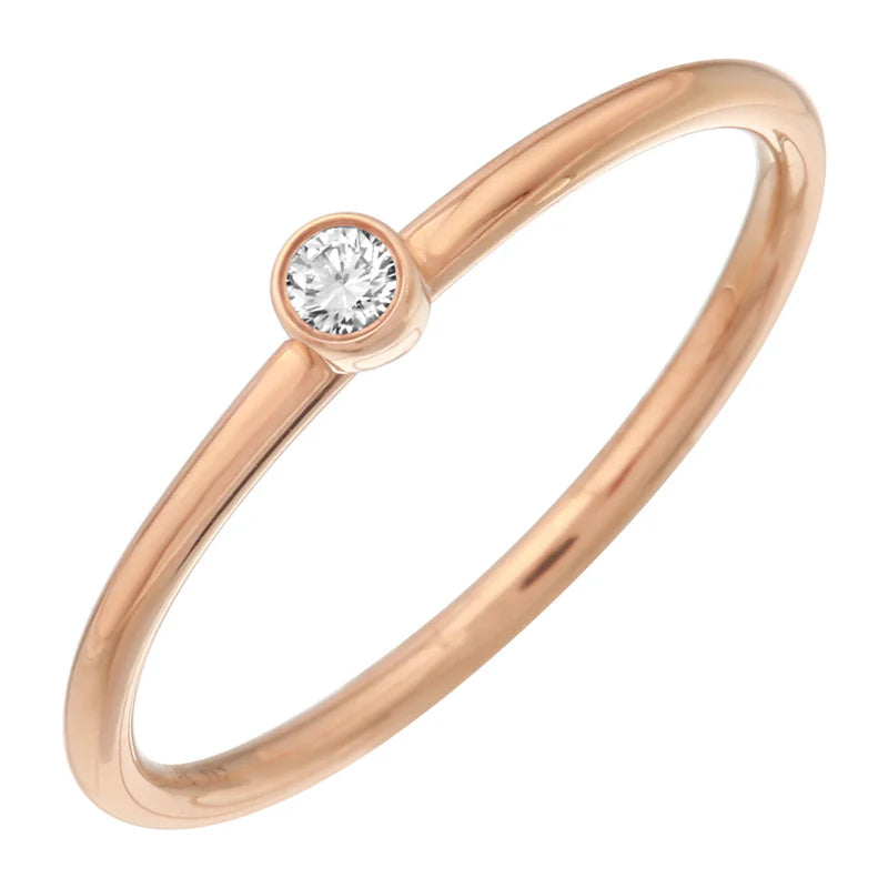 Dainty Round Brilliant Diamond Bezel Ring