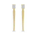 Load image into Gallery viewer, Amber Dangling Emerald Shape Diamond Earrings
