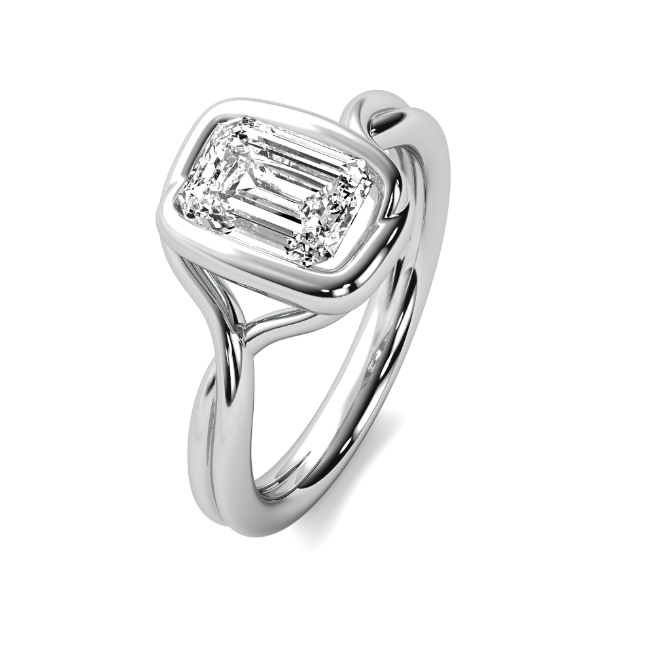 Ava Wrap Bezel Emerald Cut Solitaire Semi Mount