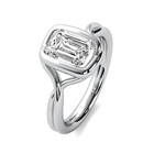 Load image into Gallery viewer, Ava Wrap Bezel Emerald Cut Solitaire Semi Mount
