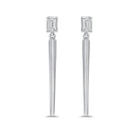 Load image into Gallery viewer, Amber Dangling Emerald Shape Diamond Earrings
