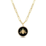 Load image into Gallery viewer, Black Agate &amp; Diamond Dragon Fly Disc Charm
