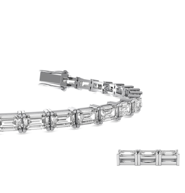 Lab Grown Diamond East West Emerald Cut Tennis Bracelet