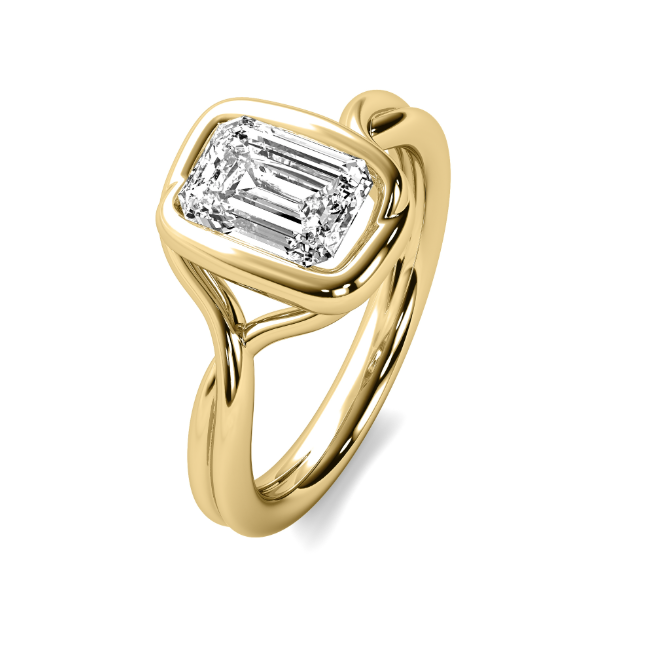 Ava Wrap Bezel Emerald Cut Solitaire Semi Mount