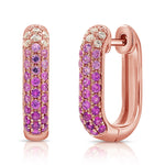 Load image into Gallery viewer, Ombre Pink Sapphire &amp; Diamond Hoop Earrings
