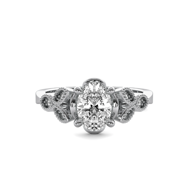 Leaf Diamond Oval Cut Semi Mount