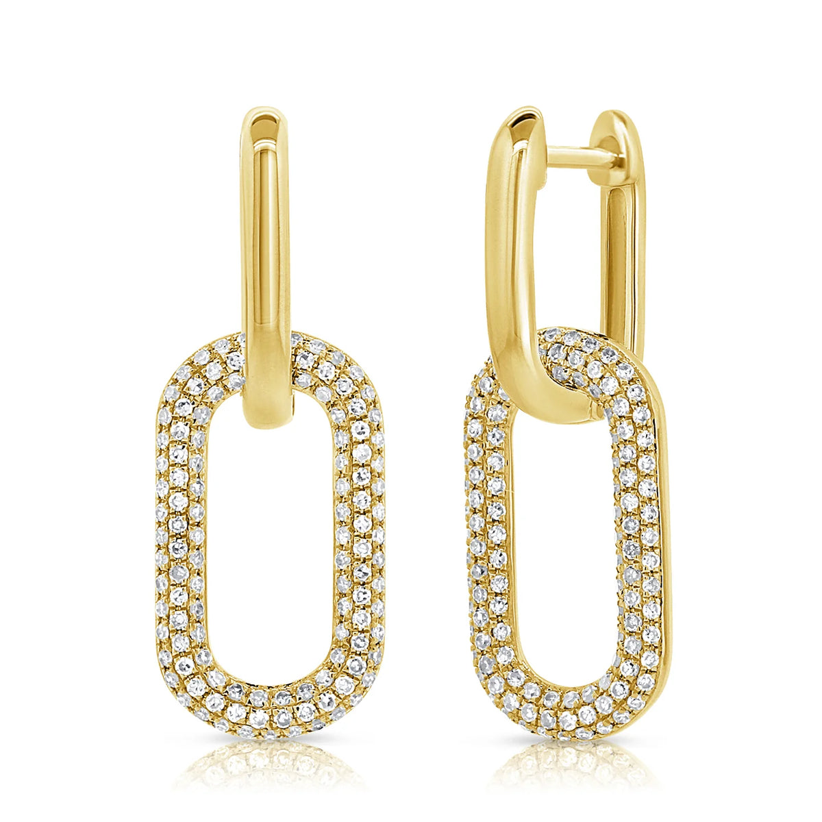 Square diamond link earrings