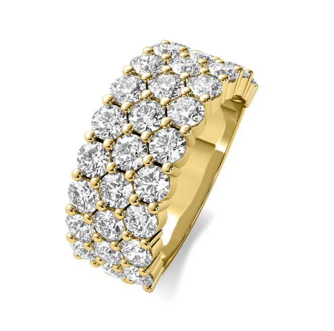 Exquisite triple row diamond ring