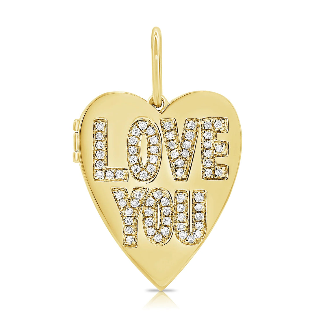Diamond Heart Love You Charm Locket