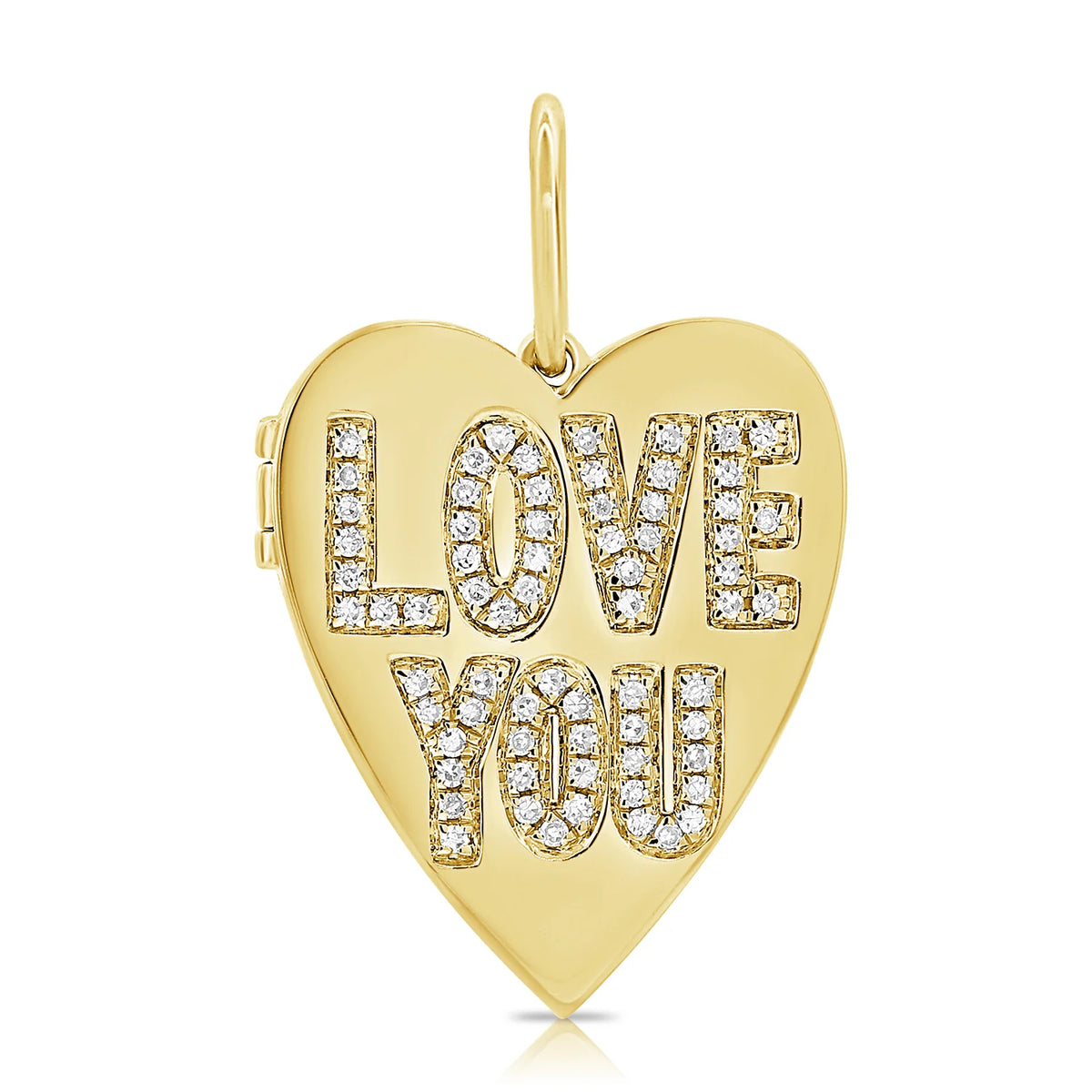 Diamond heart love you charm locket