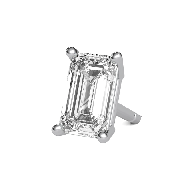 Emerald Cut Lab Grown Diamond Four Prong Basket Studs