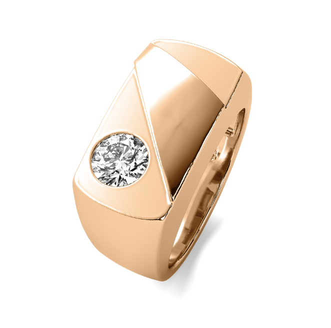 Lab Grown Round Signet Men's Band