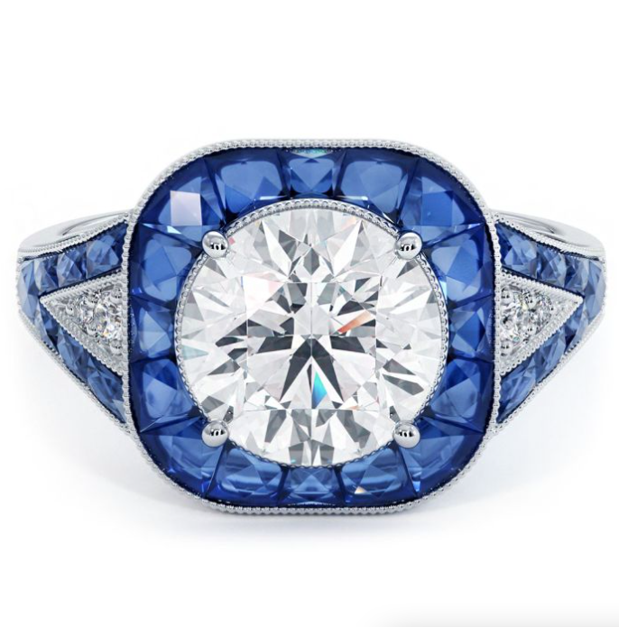 Art deco diamond & sapphire semi mount