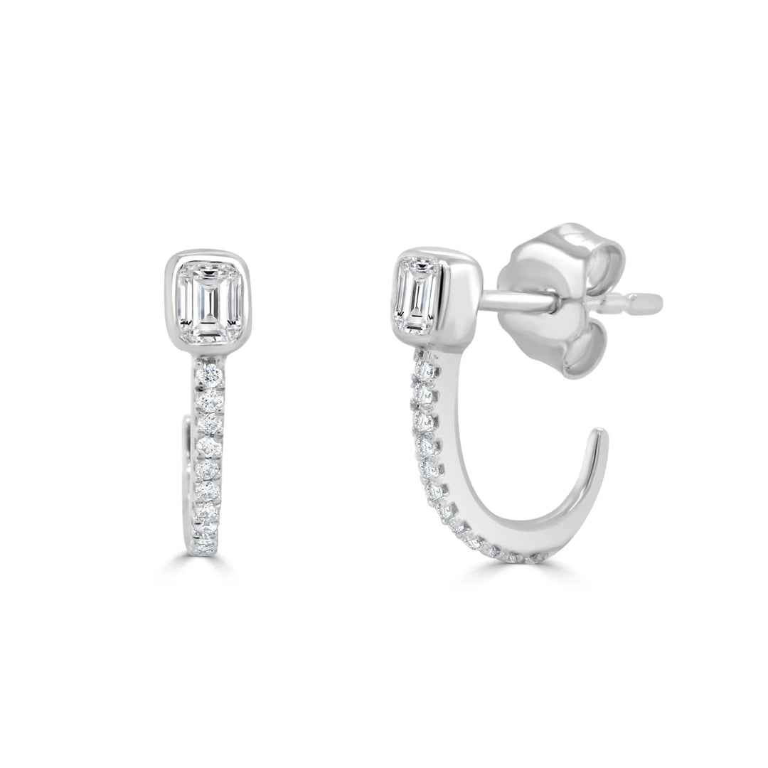 Victoria Emerald & Round Diamond Earrings