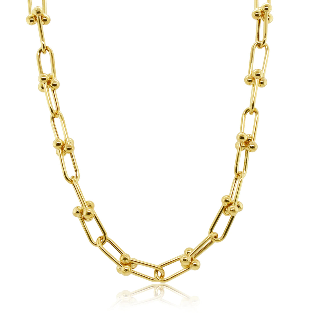 Link & Bead Horse Shoe Chain Necklace