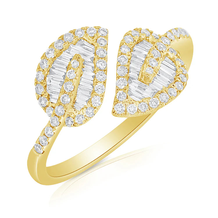 Petite Baguette Diamond Double Maple Leaf Ring