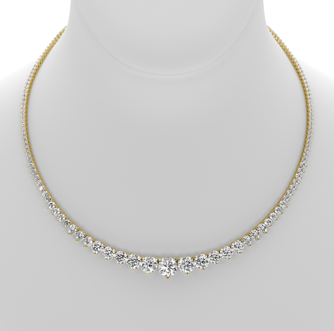 Tatiana three prong graduated diamond tennis necklace