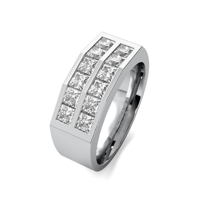 Lab Grown Princess Two Row Men's Band
