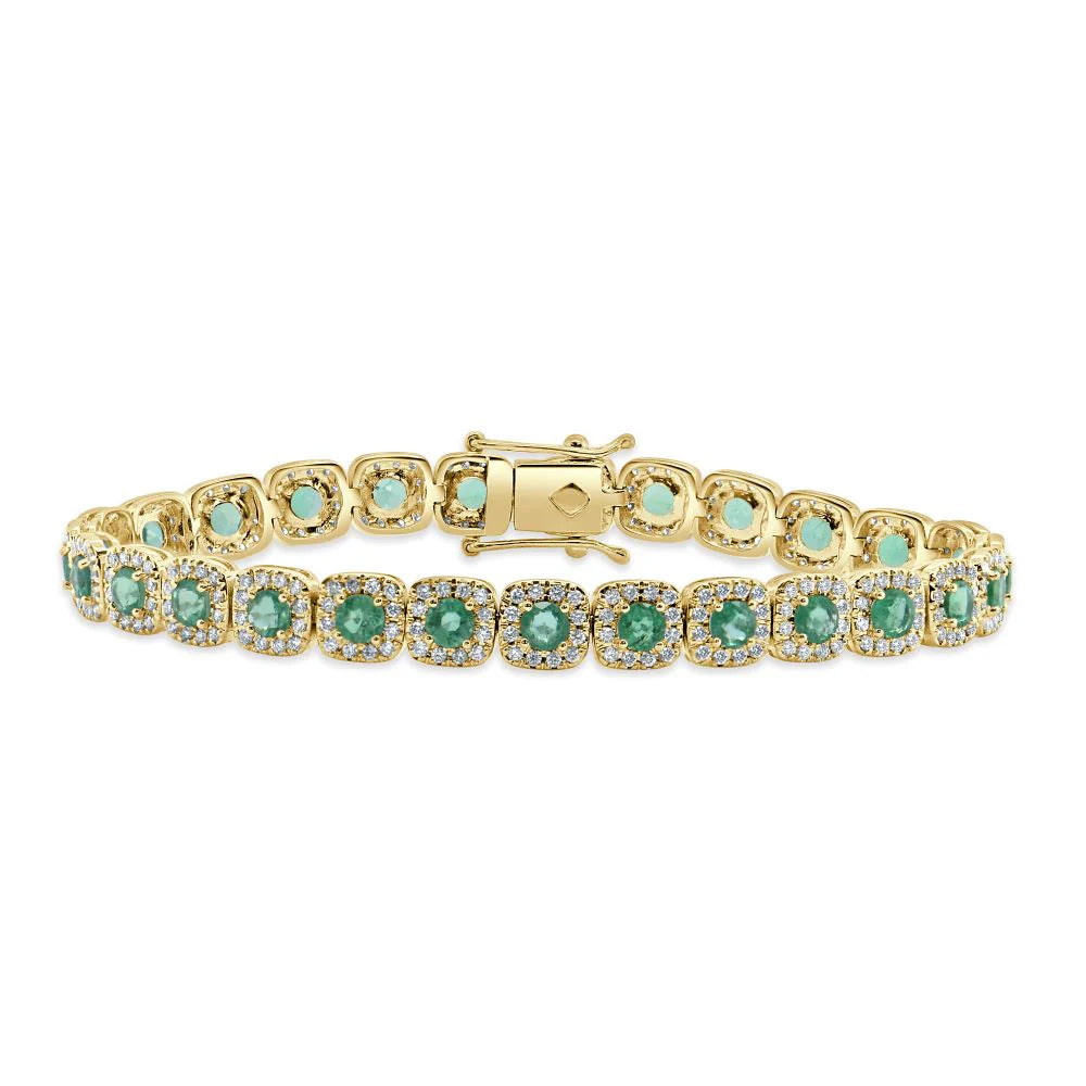 Dublin Emerald & Diamond Halo Bracelet